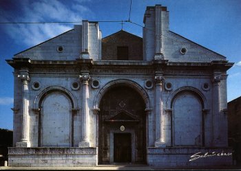 Rimini, Tempio Malatestiano, cartolina di Emilio Salvatori
